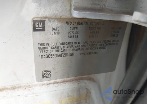 2010 Buick Lacrosse Cxl from USA, damaged, VIN 1G4GC5EG5AF201086